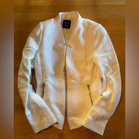 Zara Jackets & Blazers - Zara White Textured Blazer with Zipper Details